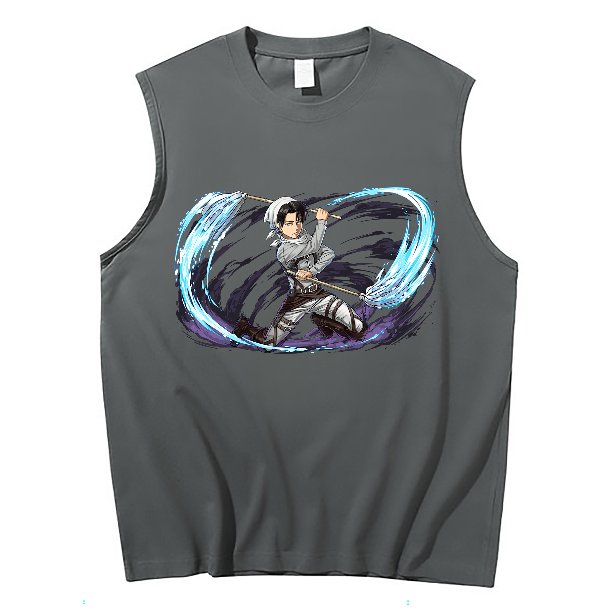 （画像用） 進撃の巨人 リヴァイ·アッカーマン Attack on Titan Levi Ackerman コットン100％タンクトップ（フロントプリント）